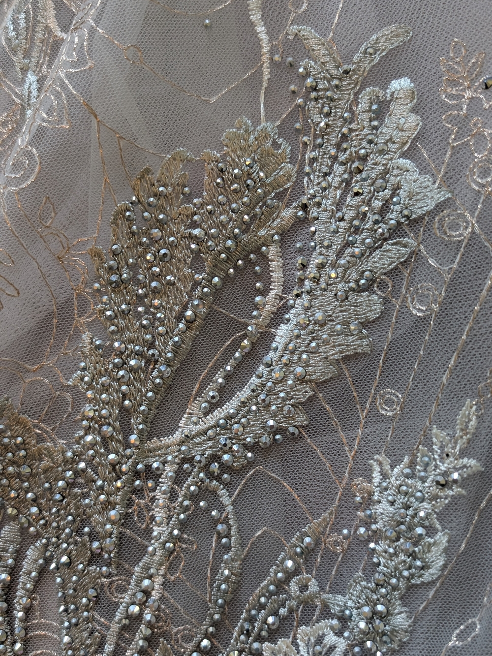 Mac Duggal Silver Embellished Illusion Evening Dress - Picture 5 of 5